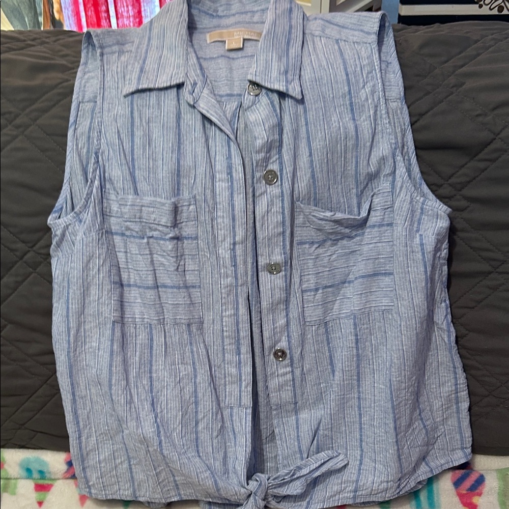 Michael Kors Light Blue Striped Top